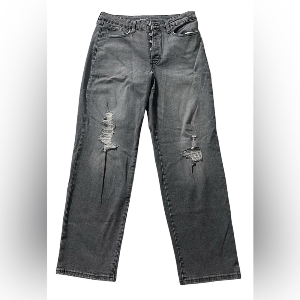Old Navy Gray High Rise Distressed O.G. Loose Jeans - Picture 1 of 10